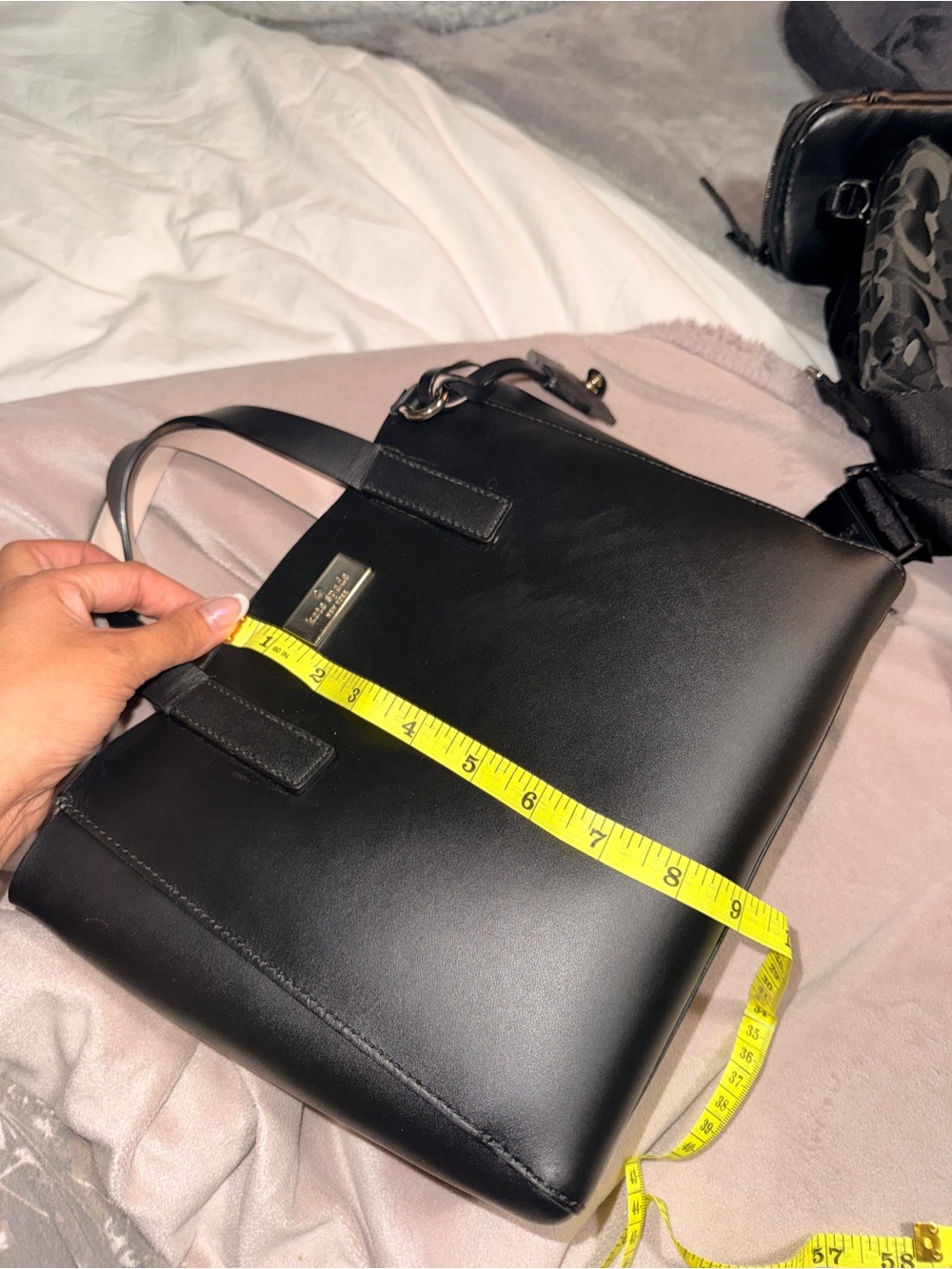 kate spade Black Leather Crossbody Tote with Gold Hardware